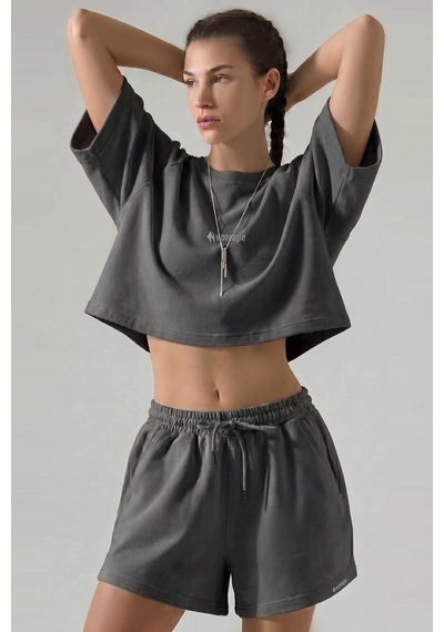 Woneagle Kadın Antrasit Oversize Bisiklet Yaka Şortlu Takım Loungewear Antrasit Antrasit Woneagle Kadın Antrasit Oversize Bisiklet Yaka Şortlu Takım Loungewear Antrasit Antrasit