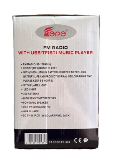 Nostaljik Radyo Fp-535 Şömine Efektli Ahşap Görünümlü Usb-tf-am/fm/sw1-2 Bluetooth Hoparlör