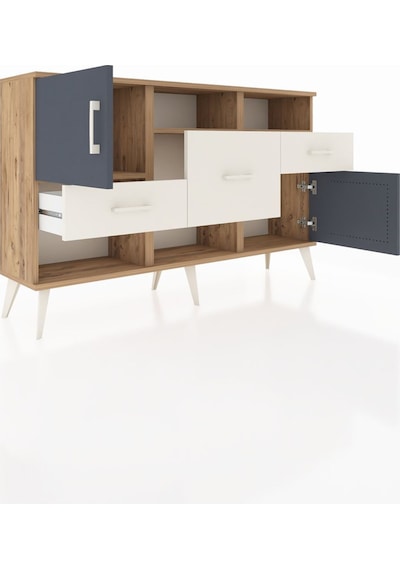 Arges Konsol 3 Raflı 3 Çekmeceli 2 Kapaklı 132x30x83 Çam-antrasit/aytaşı Antrasit/aytaşı Arges Konsol 3 Raflı 3 Çekmeceli 2 Kapaklı 132x30x83 Çam-antrasit/aytaşı Antrasit/aytaşı