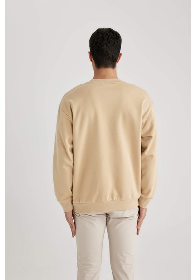 DeFacto Oversize Geniş Kalıp Bisiklet Yaka Basic Düz Sweatshirt T5139AZ24SPBG320