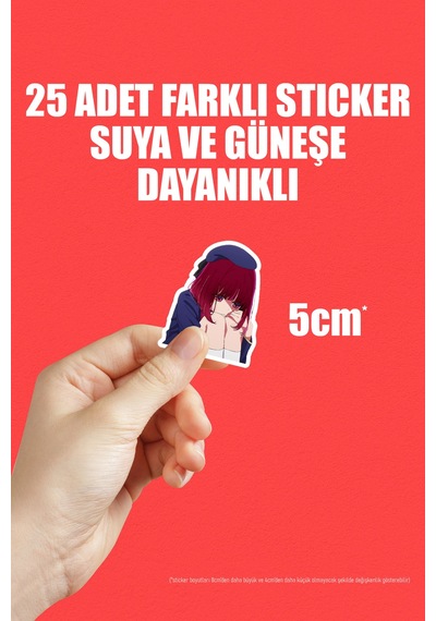 Oshi No Ko Anime Telefon Laptop Bullet Journal Yapışkanlı Folyo Sticker Paketi 25 Adet Çok Renkli