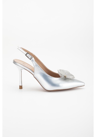 Dilimler Ayakkabı Kadın Abiye Stiletto Gümüş Rugan Metal Çiçek Aksesuarlı Galvaniz Ökçe Kaplamalı-3672 Gümüş Dilimler Ayakkabı Kadın Abiye Stiletto Gümüş Rugan Metal Çiçek Aksesuarlı Galvaniz Ökçe Kaplamalı-3672 Gümüş