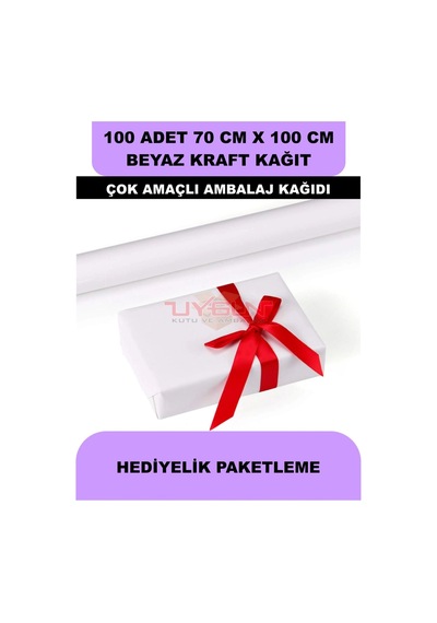100 Adet 70cm X 100cm 120 Gr. Çift Yönlü Beyaz Kraft Ambalaj Kağıdı, Hediye Ürün Paketi, Çocuk Etkinlik Kağıdı