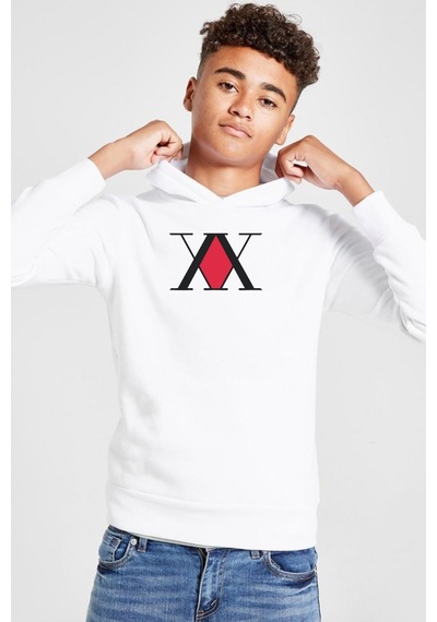 Tshirthane Hunter X Hunter Anime Logo Beyaz Çocuk 3ip Kapşonlu Sweatshirt 001