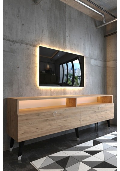 Resital Ledli Tv Sehpası - Led Işıklı - Silver Çam - Sl9016-6 Atlantikçam