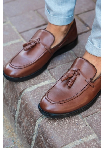 Mubiano Hakiki Deri Mbd100-tb Taba Püsküllü Erkek Spor Ayakkabı & Loafer Taba