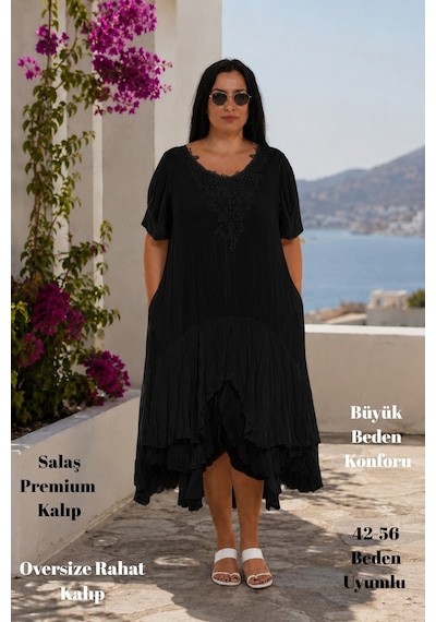Cedy Denim Cedy Denım - Güpür Detaylı Viskon Kumaş Bohem Stil Günlük Ve Plaj Elbisesi O3047 Siyah Cedy Denim Cedy Denım - Güpür Detaylı Viskon Kumaş Bohem Stil Günlük Ve Plaj Elbisesi O3047 Siyah