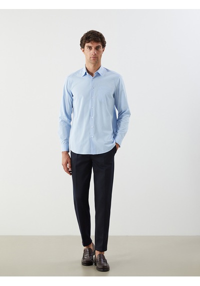 Lcwaıkıkı Classic Mavi Regular Fit Uzun Kollu Poplin Erkek Gömlek