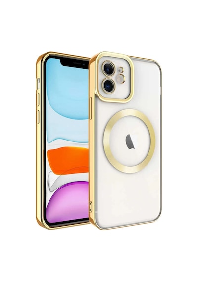 Cosmotex Newface Apple, Uyumlu iPhone 12 Kılıf Kross Magneticsafe Kapak - Gold
