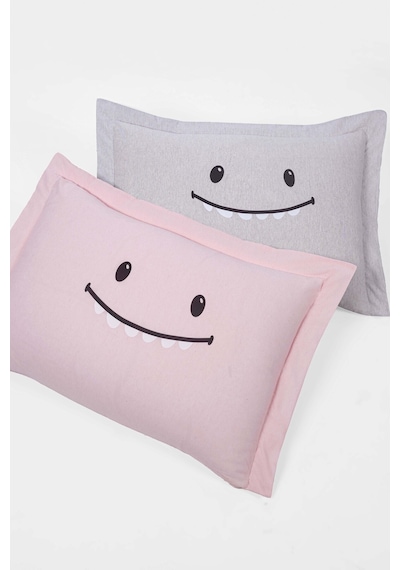 Eponj Home 2li Yastık Kılıfı Oxf. Lububu Pembe Gri Siyah-kahve