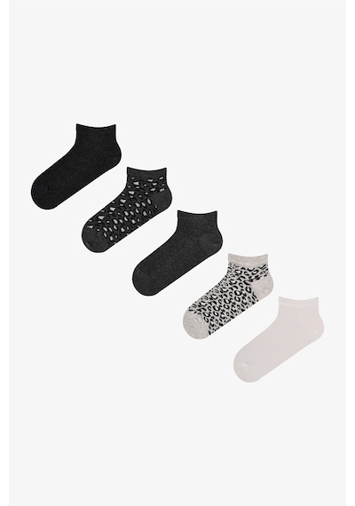 Penti Siyah Gri Leopar Everyday 5 Çift Patik Çorap Siyah Gri Multi