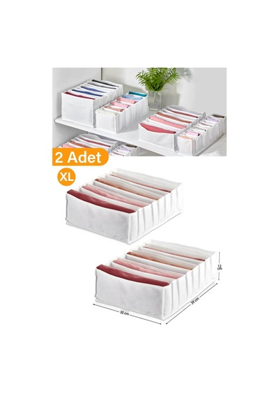 Serstil 2 Adet - Xlarge 8 Gözlü Çekmece Dolap Içi Düzenleyici Akardiyon Organizer 31 X 36 X 12 Beyaz