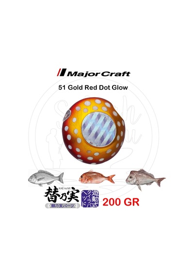 Major Craft Tm-head Slider Tai Rubber Jig 200gr 51 Gold Red Dot Glow