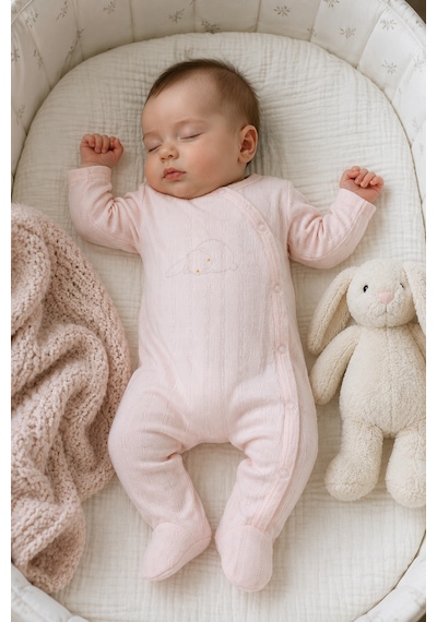 Babyhola %100 Pamuk Yenidoğan Prematüre Patikli Tulum Mevsimlik 14058 Pembe