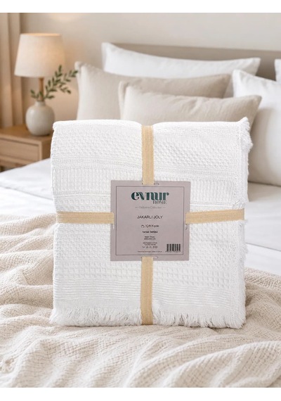 Evnur Home Jakarlı Joly Yatak Örtüsü Pike 240x260 Beyaz