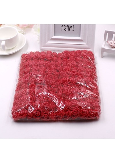 144pcs/lot 2cm Çok Renkli Pe Gül Köpüğü Mini Yapay İpek Çiçekler Buket Düğün Dekoratif Çelenkleri Red