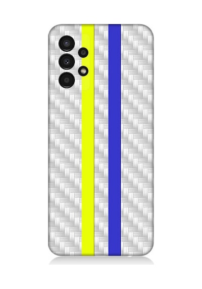 Samsung Galaxy A13 Uyumlu Silikon Kılıf Sarı Lacivert Metal Motif