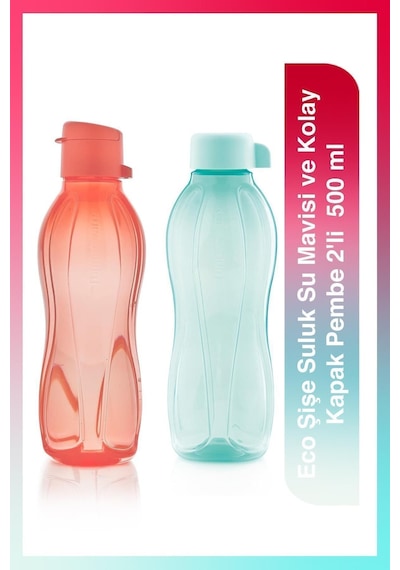Tupperware Eco Şişe Suluk Su Mavisi Ve Kolay Kapak Pembe 2'li 500 Ml Mavi-pembe