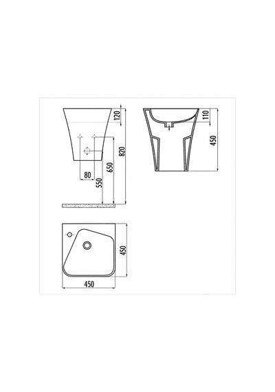 Creavit Avis AV145 Monoblok Batarya Delikli Beyaz Lavabo Beyaz 45 x 45 CM
