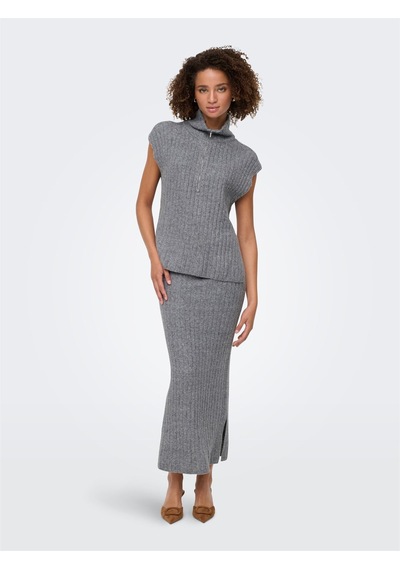 Only Onljeanett Lıfe Sl Rıb Hıghneck Cc Knt Kadın Gray Kazak - 15350359 Gri