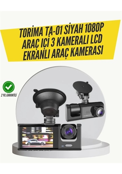 Ta-01 3 Kameralı 1080p Araç Kamerası Siyah 1