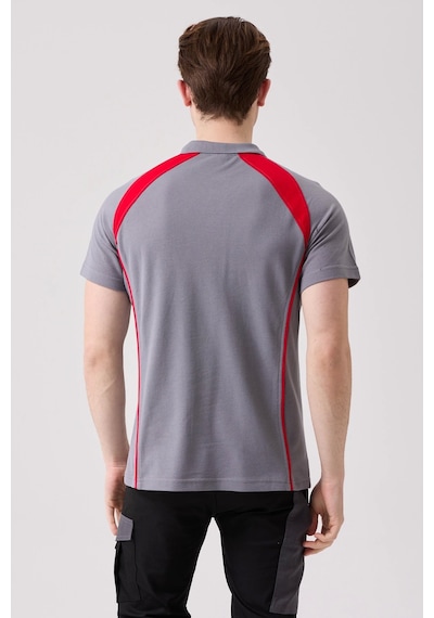 Vancelya Polo Yaka T-shirt Nefes Alabilir, Şık Ve Rahat, Günlük Ve İş Kullanımı İçin Erkek Tişört Gri-kırmızı