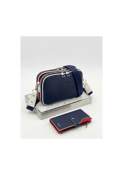 Just Polo Orijinal Kadın Lakost Ayarlanabilir Askılı Çapraz Omuz Çantası Ve Cüzdanı Kombin Shoulder Bag Lacivert - Kırmızı