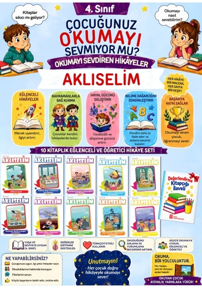 4.sınıflar İçin Okumayı Sevdiren 10'lu Hikaye Seti Maskot Çocuk