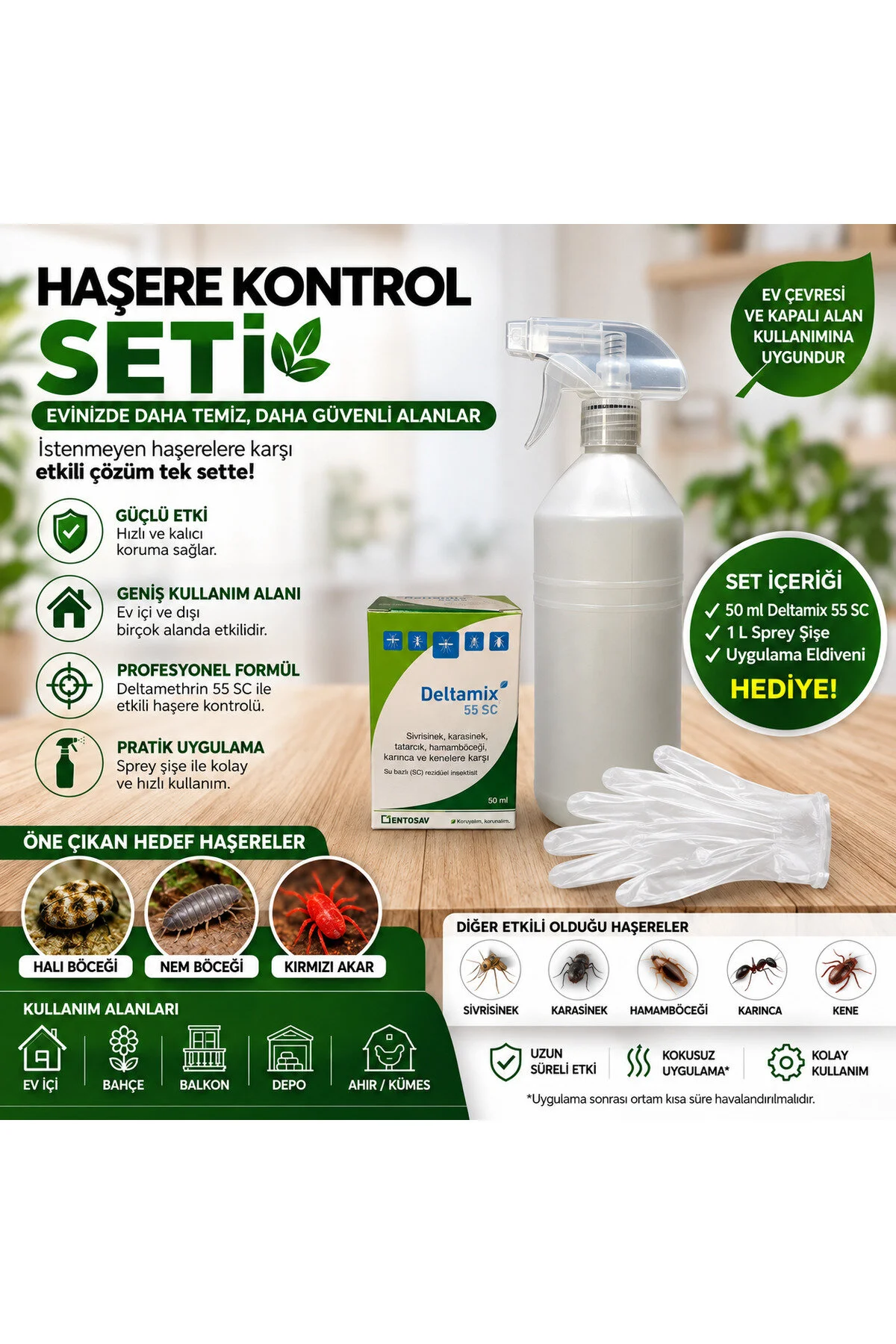 Halı Böceği Toz Böceği Kiler Böceği İlacı 55sc 50ml/1 Litre Fısfıs Başlıklı Uygulama Spreyi