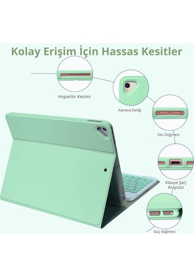 Apple Uyumlu iPad 11. Nesil A16 Çipli 2024 2025 Klavyeli Tablet Kılıfı Klavye + Stand