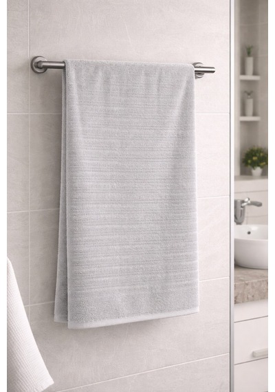 Santos %100 Pamuk Banyo Havlusu 90x150 Cm Yumuşak Ve Emici Gri