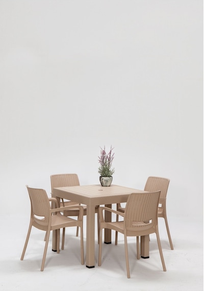 Rattan Cappucino Kollu 4 Sandalye Masa Takımı - Bahçe&balkon&teras Kahverengi Rattan Cappucino Kollu 4 Sandalye Masa Takımı - Bahçe&balkon&teras Kahverengi