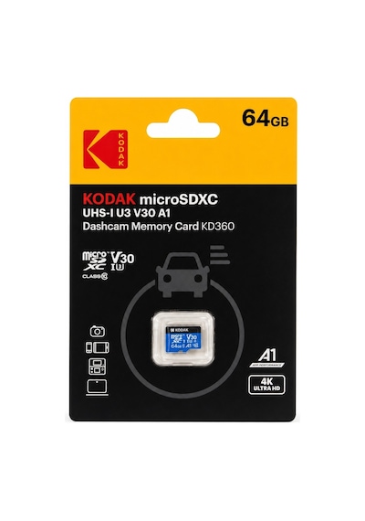 Kodak 64gb Uhs-ı U3/v30/a1 Araç Kamerası İçin Micro Sd Kart Kd360