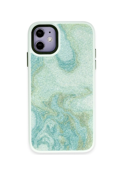 Newface - 819 - iPhone Uyumlu 12 Kılıf Moda Simli Kapak - Aconcept - - Yeşil