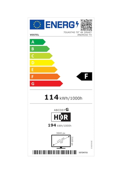 Vestel 70UA9740 70'' 177 Ekran 4K Smart Android TV