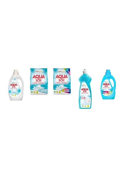 Aquabor Doğal Mineralli Sıvı Beyaz + 4 Kg Beyaz + 4 Kg Renkliler + Elde Bulaşık + Sıvı Renkliler 5 Li Set 0.75 LT - 2.5 LT - 12 KG