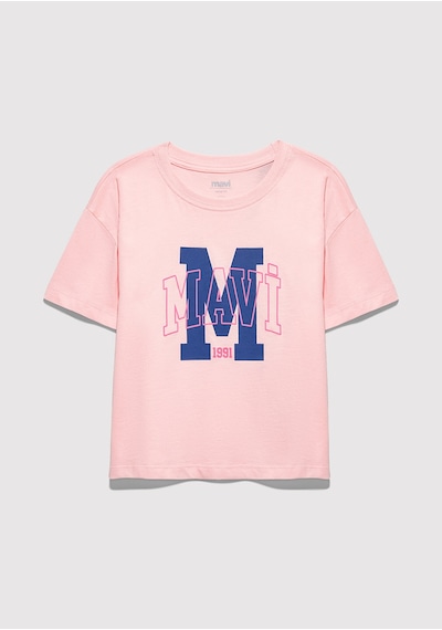 Mavi - M Logo Baskılı Pembe Tişört 7610390-71007 Pembe