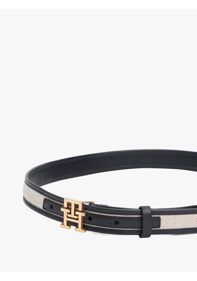 Tommy Hilfiger Th Logo 2.5 Canvas, Dw6 Siyah Kadın Kemer
