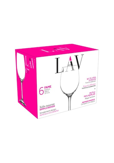 Lav Fame Cam Kırmızı Şarap Kadehi 6'lı 300 ml Ayaklı (Meşrubat Bardağı)