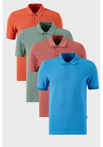 Buratti Pamuklu Regular Fit Düğmeli Polo Yaka 4'Lü Paket Erkek T Shirt 5902127S4 Tarçın-Gül-Elma Yeşili-Koyu Mavi