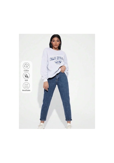 Kene Jeans Yüksek Bel Tam Kalıp Mom Jeans Lacivert