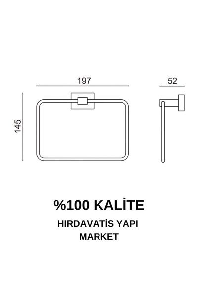 Çelik Banyo Paslanmaz Pirinç Kenzo Kare Havluluk Gri