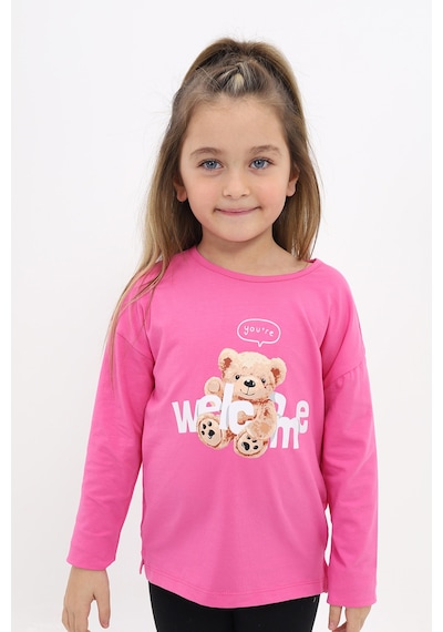 Toontoy Kids Toontoy Kız Çocuk Welcome Ayı Baskılı Tişört Fuşya