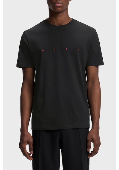 Hugo Logolu % 100 Pamuk Bisiklet Yaka T Shirt Erkek T Shirt 50566086 001 Siyah