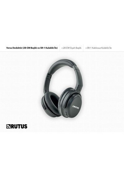 Rutus Versa Dedektör Sr-1 Kablosuz Kulaklık Ve 28cm Dd Başlık İle Metal Dedektörü