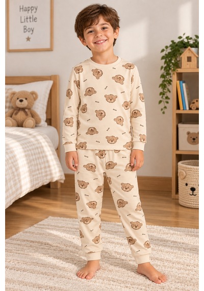 Beniizle Erkek Çocuk Desenli Pijama Takımı Mavi