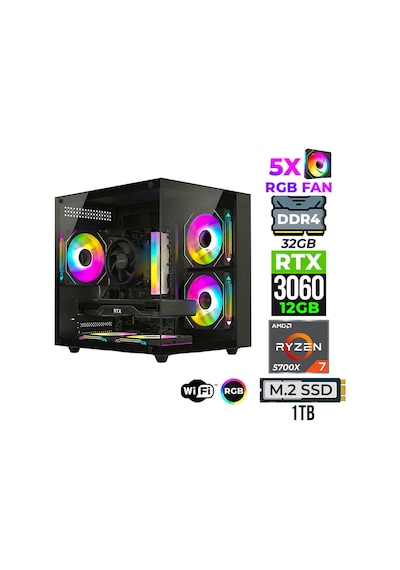 Xaser Mage X110-10400-10400X R7-5700X 32 GB 1 TB M.2 Nvme SSD 12 GB RTX3060 Masaüstü Oyuncu Bilgisayarı