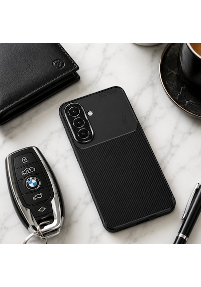 Samsung Galaxy A27 Uyumlu Kılıf Karbon Tasarım Kamera Korumalı Silikon Telefon Kılıfı Kapak Siyah