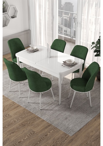 Canisa Concept Kor Serisi 70x114 Açılabilir Mutfak Masası Takımı Beyaz Masa 6 Haki Yeşil Sandalye Masa Beyaz Sandalyeler Haki Yeşili Canisa Concept Kor Serisi 70x114 Açılabilir Mutfak Masası Takımı Beyaz Masa 6 Haki Yeşil Sandalye Masa Beyaz Sandalyeler Haki Yeşili