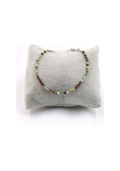 Krizopras Chrysoprase Taşı Doğal Taş Kolye Bileklik Seti Fasetli Kesim 2-3 Mm Yeşil